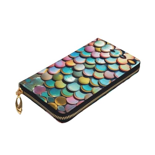 Women's Long Cash Wallet, PU Leather Elegant Clutch Change Purses with Zipper, Travel, Gifts (Fish Scale Print)3
