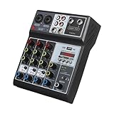 Dickly Audiomixer 48V Phantomspeisung DJ-Mixer Soundboard Mischpult für Studioauftritte