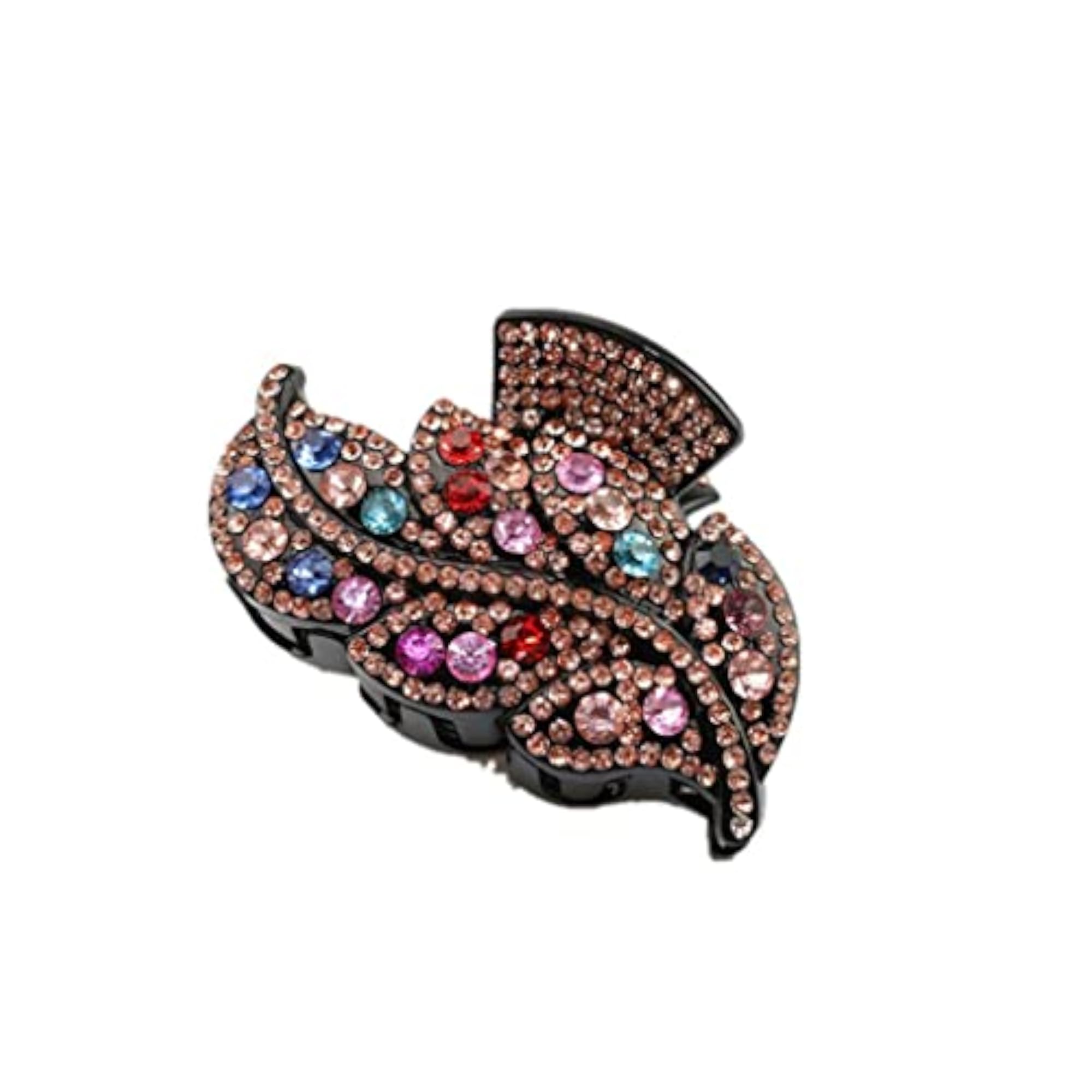 Leaf Shaped Rhinestone Hair Claw Clip, Rainbow