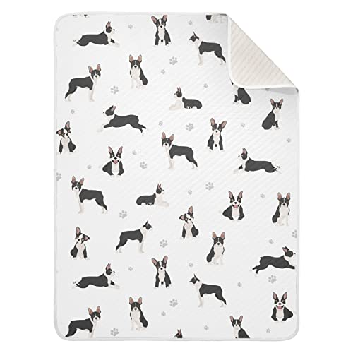 Image of Swaddle Blanket Boston Terrier Dog Cotton for Infants, Receiving, Lightweight Soft Swaddling for Crib, Stroller, Nursery, Bulldog, 30x40 in