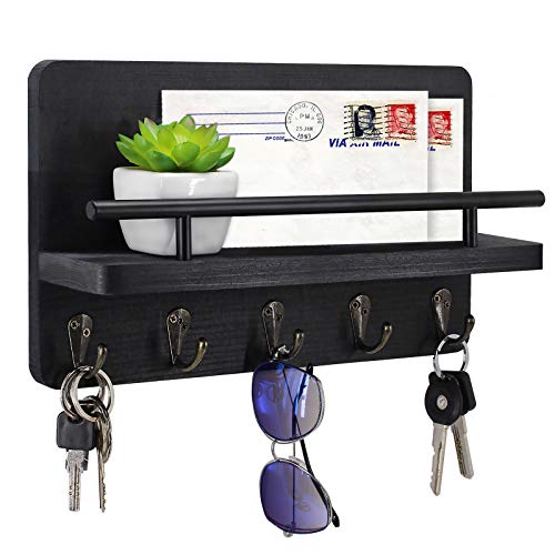 Key holder and mail shelf wall mounted, decorative wood mail orga…