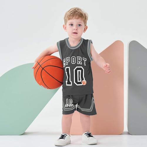 Image of Volunboy Kids Sports Shorts Sets Boys Jerseys Tracksuit 2 Piece Basketball Performance Tank Top and Mesh Shorts Set
