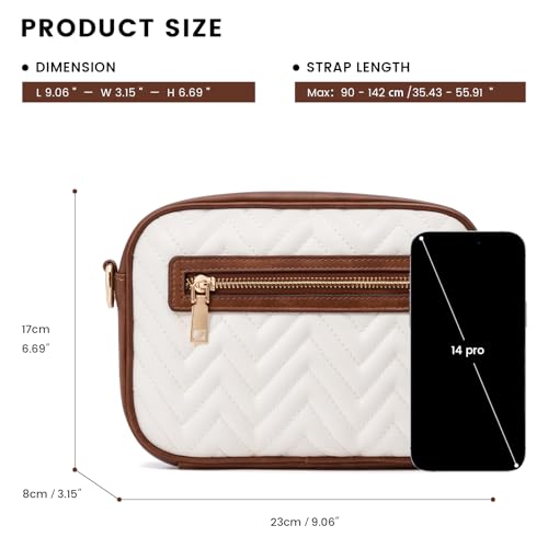 molshine Quilted Crossbody Bags for Women, Small PU Leather Crossbody Shoulder Handbag with Adjustable Wide Strap DLK00452