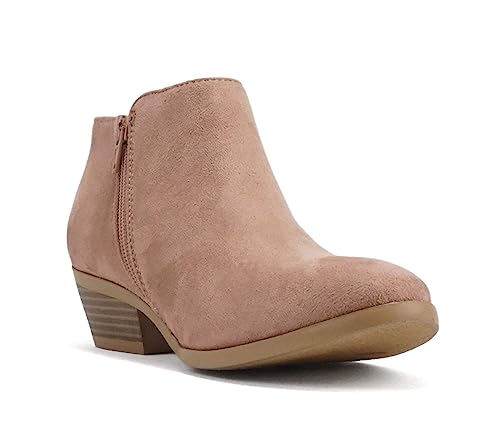 Image of Soda Women's Mug Round Toe Faux Suede Stacked Heel Western Ankle Bootie