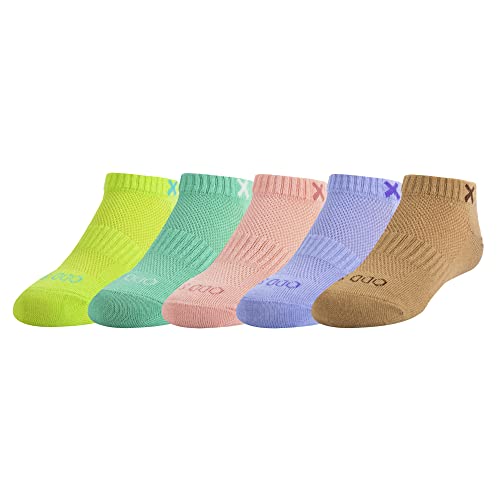 Basix, Kids Ankle Sock Low Profile Cotton Comfort Cushion Fit 5 Pack, 4-10 Years4
