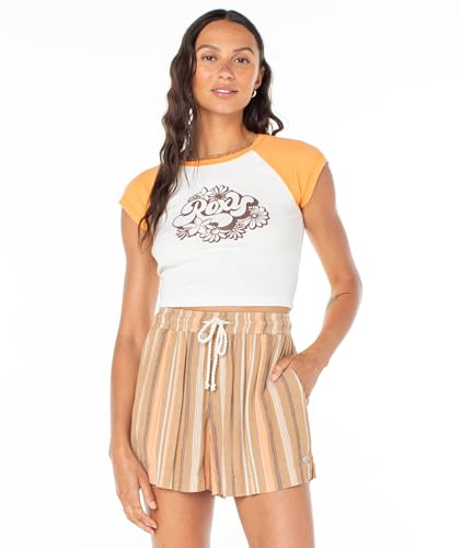 T-Shirt de Baseball Court Femme Roxy Cropped Noir en Coton Casual