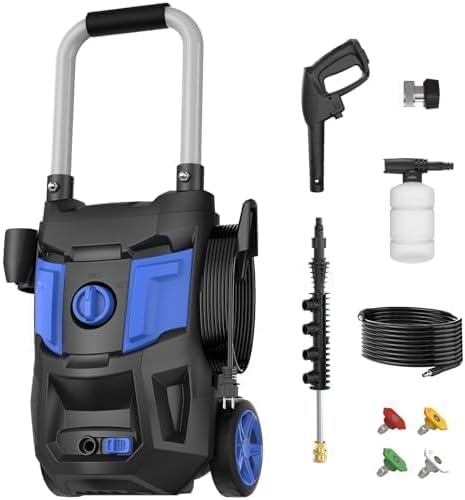 Pressure Washer -4800PSI Power Washer with Foam Cannon, High Pressure Cleaning Machine with 4 Connect Nozzles for Cars/Patio/Driveways/Home Cleaning Blue