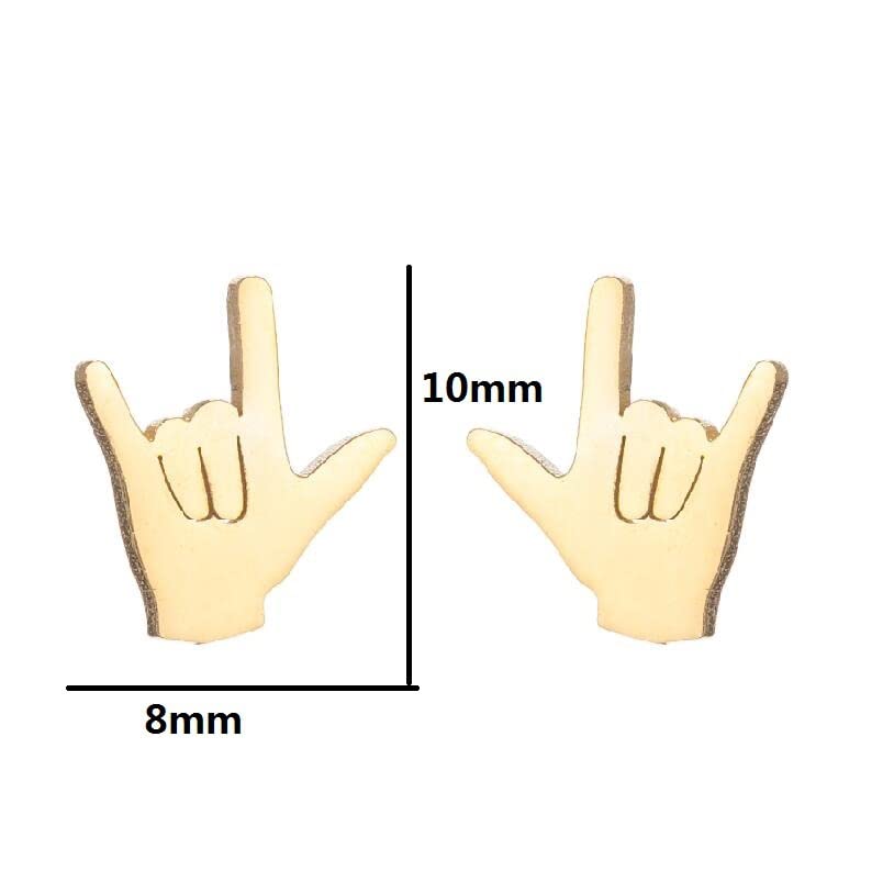 Minimalist Stainless Steel I Love You Hand Sign Language Symbol Stud Earrings for Women Piercing Jewelry Valentine's Day Gifts Valentine's Day Gifts3