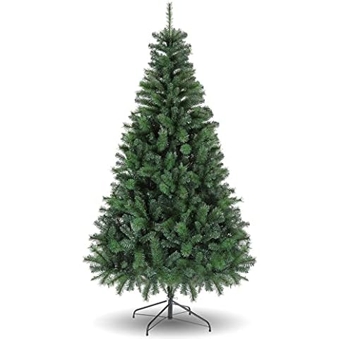 BATHWA Artificial 6ft with Folding Party Tree with Metal Stand 800 Branch Tips Easy Assembly Christmas Decoration for Office Living Room Kitchen, Green Cover