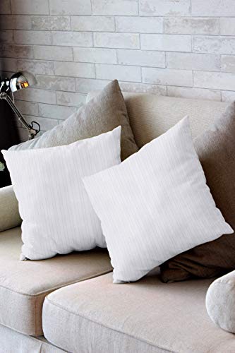 Image of Cloth Fusion Microfiber Sofa Cushion Fillers, White, 18x18 inch, Set of 5 | Satin Striped Soft Cushion, 18 inch x 18 inch Pillow For Sofa, hypoallergenic, Hollow microfibre fill, Fluffs Up in 24 Hrs