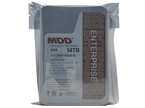 Image of MDD MAXDIGITALDATA MDD (MD14TSAS25672E-2X14) 14TB 7200RPM 256MB Cache 4KN SAS 12Gb /s 3.5-inch (Dual Actuator) Enterprise Hard Drive - [NOT a SATA HDD] (Renewed)