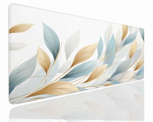 Tapis de souris XXL 900x500x4mm motif feuilles J-555 pour bureau