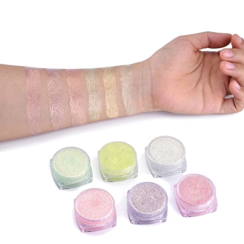 Uv Glow Body Face Glitter Gel, 6 Colors Luminous Iridescent Chunky Glitter, Self-Adhesive Uv Black Light Glitter For Body Face Hair Eyeshadow, Glitter For Carnival Party Halloween Makeup,01 #TOP2