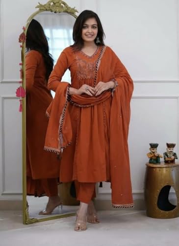 Image of MITZO Rayon Straight Kurta with Palazzo & Dupatta | Stylish Kurta Set for Women | Party & Casual Wear Kurti Set | Ethnic Dress for Women