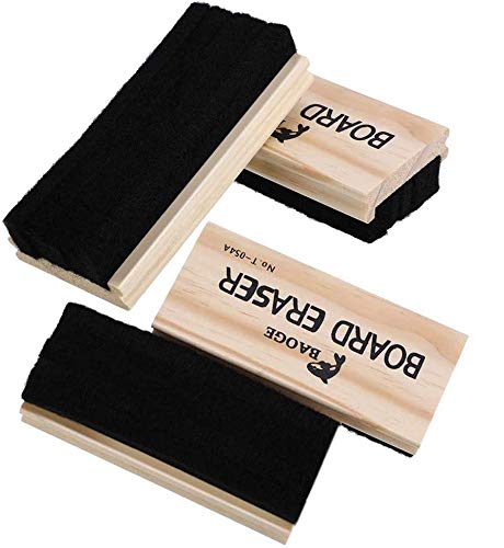 INTVN Chalkboard Eraser Wooden Felt Eraser Cleaner Duster Blackboard Whiteboard Chalk Eraser Office School Supply 4 Pack