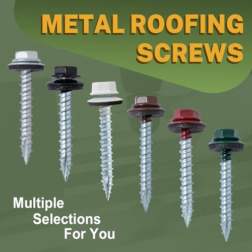 Lionmax 300-RFS10112Z Metal Roofing Screws #10 × 1-1/2 Inch, 300-Pcs, Zinc Plated Hex Head Sheet Metal Roof Screws, Rubber Washer, Sharp Point, Metal To Wood Siding Screws thumb #5