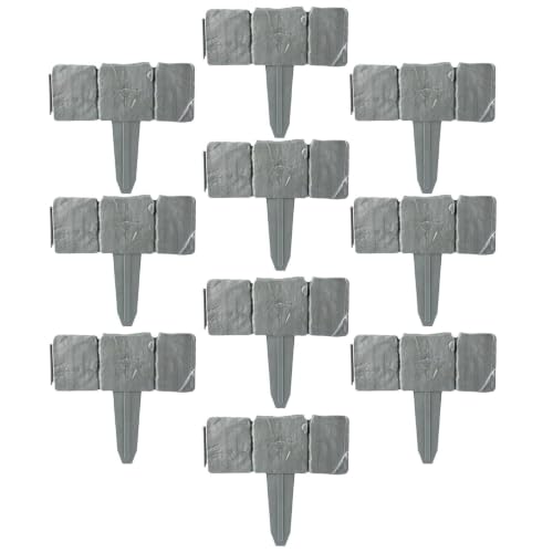 Ribete de piedra para paisajismo – 10 piezas artificiales resistentes a la intemperie decorativos paneles exteriores – valla de jardín | para patio trasero, césped, terraza, camino, cubierta, flores