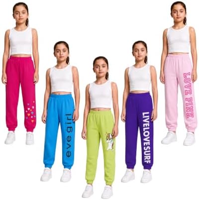 KYDA KIDS® Girls 100% Pure Cotton Printed Track Pants | Elastic Waist Loose Fit Casual Summer Wear | Soft Comfortable Kids Trousers Multicolor Combo (Pack of 5)