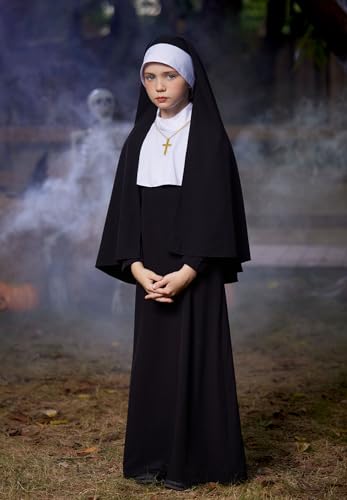 Vestido negro de monja para niñas 4-14 años con tocado miniatura 2