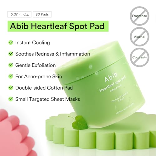 Image of Abib Heartleaf Spot Pad Calming Touch Duo Set 160pads 10.14 fl. oz. | Korean Acne Soothing Toner Pads for Face, Cleansing, Disposable, Exfoliant, Skin Care