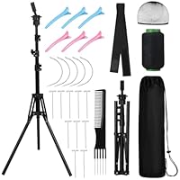 HairChrysm Wig Head Stand, Adjustable Mannequin Head Stand Wig Stand Tripod for Cosmetology (black-Adjustable Wig Stand)