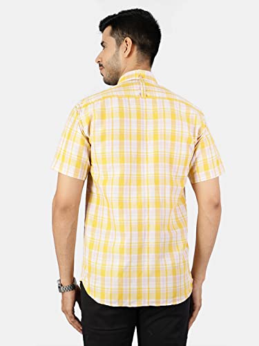 Image of Cotton Yellow Checkered Shirt