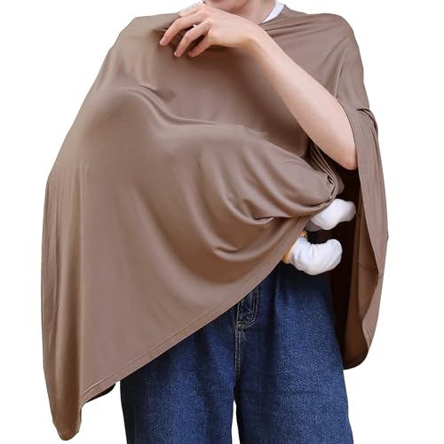 Image of Seejoy Multi-use Nursing Cover for Breastfeeding, 360°Full Coverage Nursing Poncho, Rayon Soft & Breathable Breastfeeding Cover up (Smooth Rayon, Mocha)