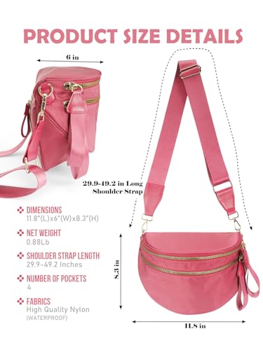 Image of Pure Colour Crossbody Bag Bum Bag for Women,Spacious Purse Fanny Packs Belt Bag,Oversized Bum Bag (Colour Bum Bag-Watermelon Red)