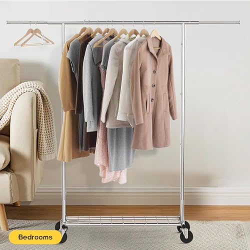 Heavy Duty Rolling Garment Rack with Wheels, 550LBS Clothing Rack (Silver) by VIPLEEO - Used condition - Image 7
