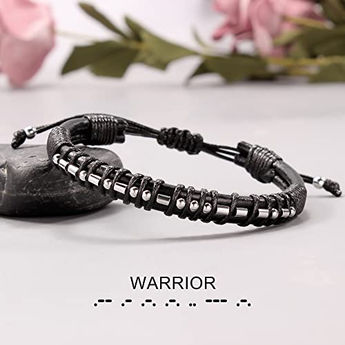 Image of Btysun Fathers Day Gift, Gifts for Men Morse Code Bracelets for Men 2026 Graduation Gifts Mens Bracelet for Him Boyfriend Husband Leather Bracelet Motivational Birthday Jewelry Stocking Stuffers