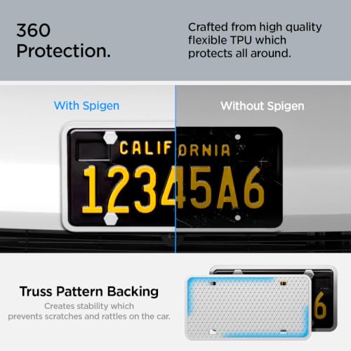 Image of Spigen 1 Pack Car License Plate Frame Holder Screws & Install Kit - White