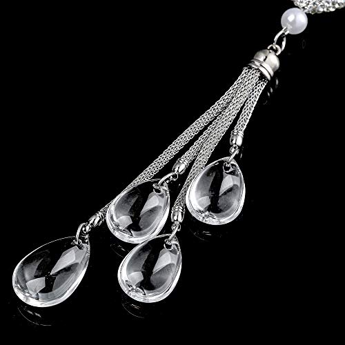 Tznyly Rearview Mirror Ornaments Bling Car Mirror Hanging Accessories Car Decorations For Women Cute Car Decor Car Bling Accessories For Women Bling Accessories For Car Mirror Decor (White) #TOP2