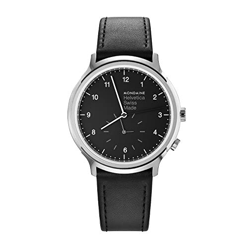 Mondaine Helvetica Regular - Orologio con Cinturino Nero in Pelle per Uomo e Donna, MH1.R2020.LB, 40MM.
