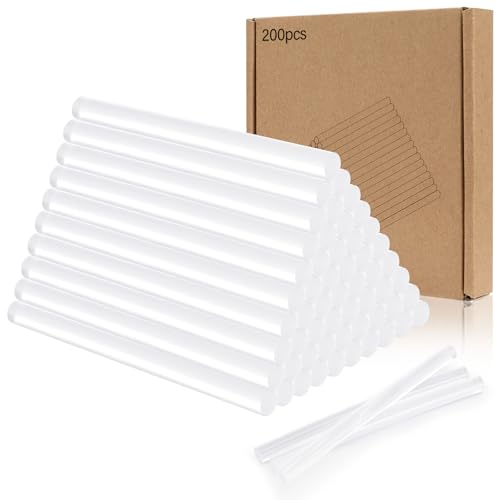 Tapvai 200 Pcs Barras Silicona Caliente 7mm x 100 mm, Transparente para Pistola Silicona Caliente Inalambrica, Barras de Pegamento Caliente para Pistola de Silicona Caliente para Bricolaje, Artesanías