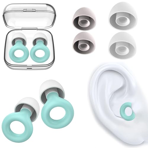 ZOTIMO Ear Plugs for Sleeping Noise Cancelling, Soft Silicone Reusable Silicone Ear Plugs for Sleep, Work, Study, Swimming, Concerts Noise Reduction, Comfortable Hearing Protection(SKY BLUE)