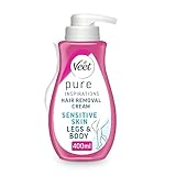 Veet Pure Hair Removal Cream 400ml, Legs & Body, 24 Hour Hydration, Exfoliates, Pleasant Smell, With Spatula, Long Lasting Smoothness