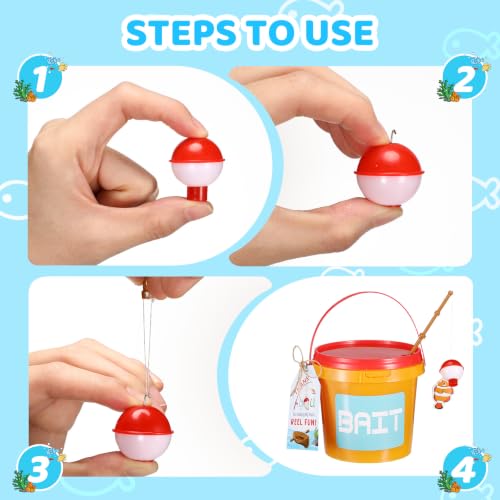 Yuntau 12/24 Sets Fishing Party Favors Small Fish Bait Buckets 750ml Candy Bucket with Lids Fish Cupcake Pole Picks and Bobber Thank You Cards for Making My Reel Fun Fishing Party Supplies Decorations by Yuntau - Used condition - Image 4