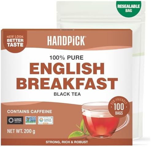 HANDPICK English Breakfast Black Tea Bags, 100 Count