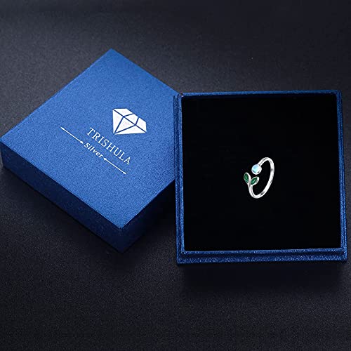 Bague pierre de lune véritable et feuilles en argent 925 - 6