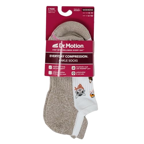 Image of Dr. Motion 6 Pairs Womens Low Cut Ankle Cushioned Breathable Compression Socks