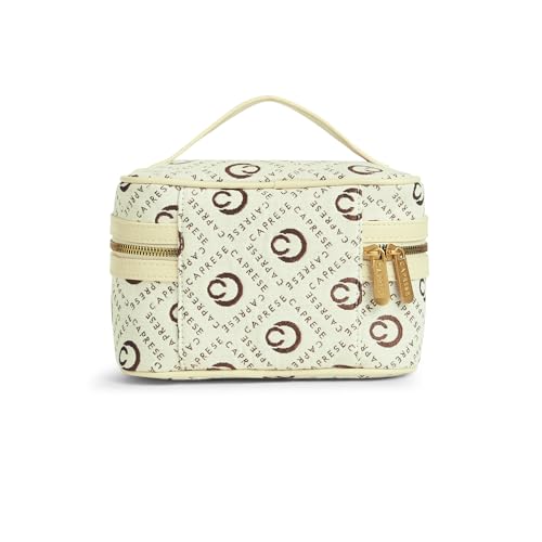 Image of Caprese Florida Small Vanity Bag for Women | Elegant & Classic Design with Spacious Storage for Jewelry, Makeup, Necklaces, Rings & More | Perfect for Travel & Special Occasions (Beige)