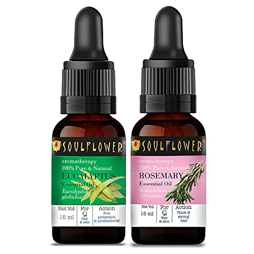 Soulflower Rosemary Essential Oil & Eucalyptus Essential Oil for ...