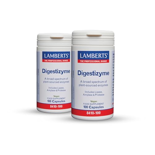 Pack x2 | Lamberts Digestizyme, Enzimas Digestivas, Cápsulas Vegetales, Complejo Multienzimático, Sin Gluten, Sin Lactosa, Para Digestión | 100 Cápsulas | LAMBERTS