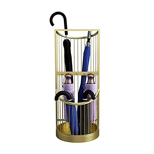 SaryEdge Umbrella Stand,Umbrella Stand Heavy Metal Hollowout Umbrella Basket with Hooks,Can Store Long and Short Umbrellas/White/61 * 30Cm,D-55 * 25Cm,D-55 * 25Cm