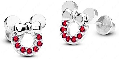 baobei Minnie mouse earrings for women, Sterling Silver hypoallergenic Earrings, Cubic Zircons Amethyst White Pink blue rose gold Crystal open Mickey Mouse Stud Earrings Gift for Girls Children