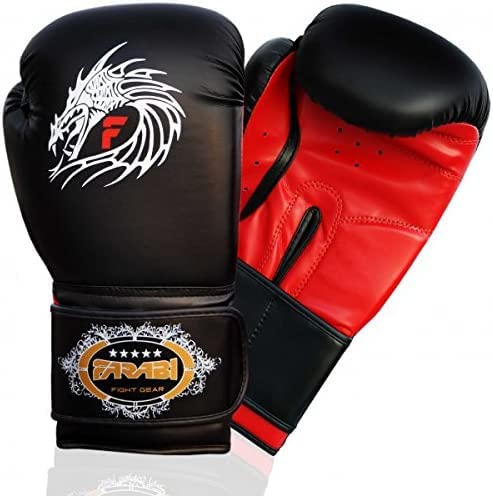 Farabi Sports Boxing Gloves Boxing Gloves for Training Punching Sparring Muay Thai Kickboxing Gloves (Black Dragon, 16-oz)