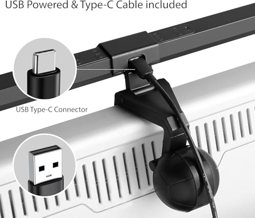 Image of USB LED Lamp for Computer Monitor - Adjustable Brightness & Color Temperature, USB Powered, Matte Graffiti Finish, 40 cm, 5W, Eye-Care, Easy Installation, Perfect for Reading, Laptop, and Study