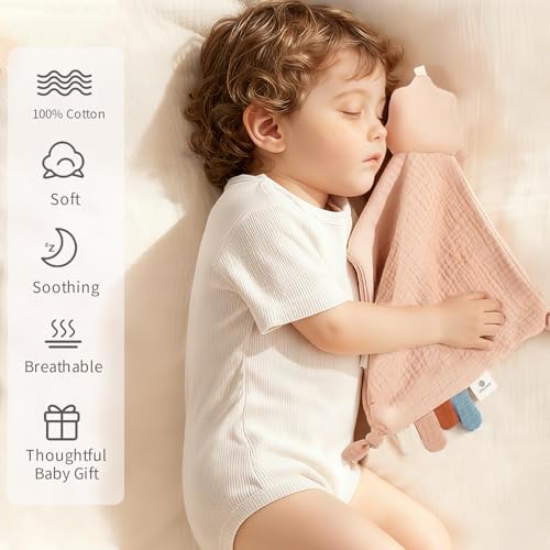 Image of insular Muslin Baby Lovey Security Blanket Soothing Towel (Green Cloud&Khaki Cloud)