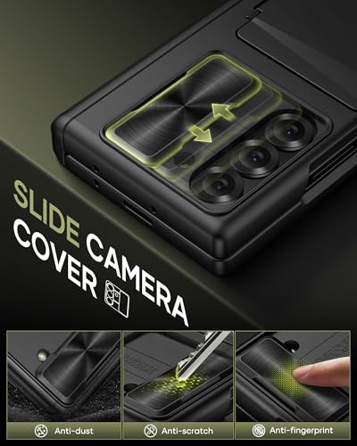 Image of for Galaxy Z Fold 6 Case with Card Holder & Kickstand & Hinge Protection & Sliding Lens Cover, Built-in Screen Protector, Rugged Wallet Phone Cover Case for Samsung Z Fold 6 5G 2024, Black