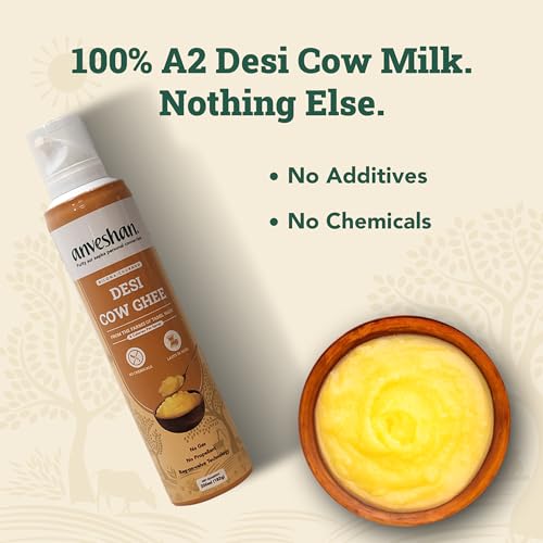Image of Anveshan A2 Desi Cow Ghee Cooking Spray - 200 ML | 100% Natural, Propellant-Free, No Gas, Premium Ghee for Sauting, Baking, Roasting, Grilling, Tandoori, and Finishing Touch